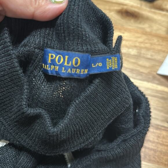 Polo Ralph Lauren Black Striped Mock Neck Sweater – Button Shoulder, Women’s - Picture 7 of 9